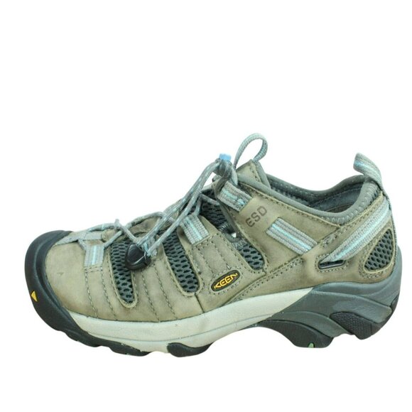 Keen Shoes - Keen F2413-11 Brown Leather Steel Toe Bungee Cord Waterproof Hiking Shoes Size 8